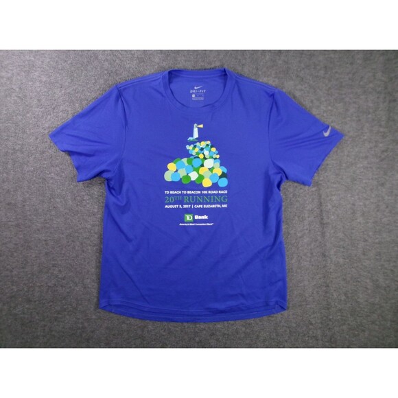 Nike Shirt Men Medium Blue TD Beach to Beacon 10K 2017 Running Cape Elizabeth - Picture 1 of 13